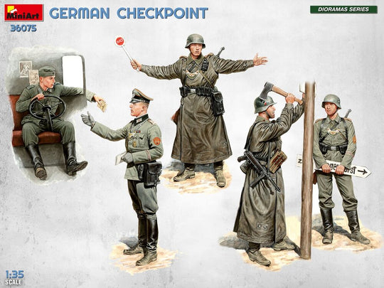 German Checkpoint. 3t Cargo Truck 3,6-36S & Kfz.1 Type 170VK w/ Feldgendarmerie. Big Set