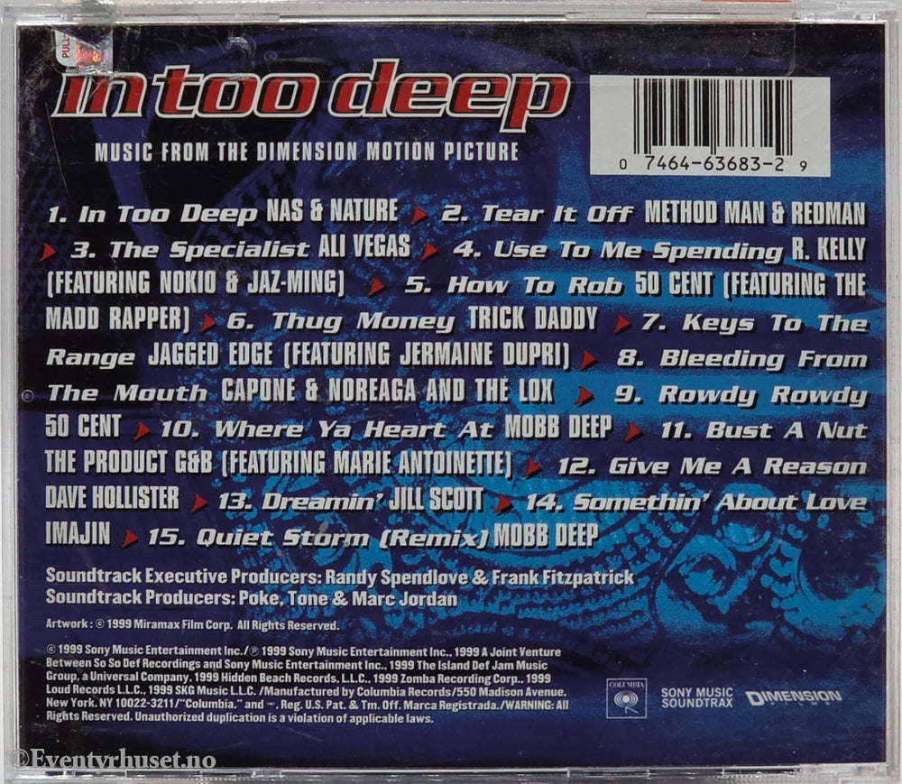 Diverse Artister, 1999, In Too Deep (Soundtrack), Musikk-CD.