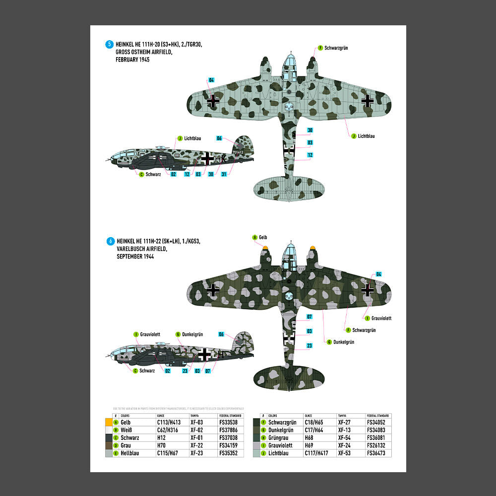 Heinkel He 111 (H-16,H-20,H-22) late series (Decals)
