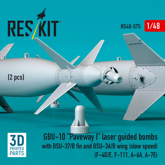 GBU-10 Paveway I laser guided bombs with BSU-37/B fin and BSU-3A/B wing (slow speed) (2 pcs) (F-4D/E, F-111, A-6A, A-7E) (3D Printed)
