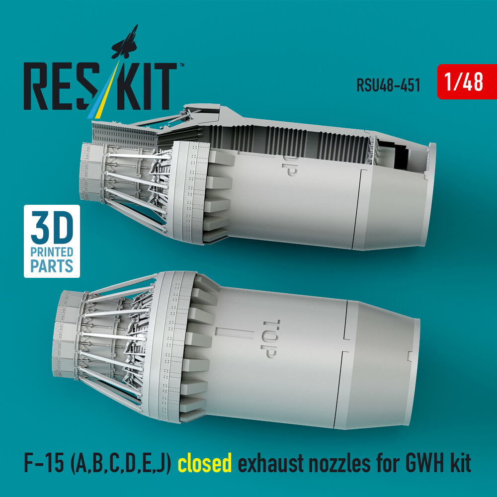 F-15 Eagle/Strike Eagle (A,B,C,D,E early,J) F100-PW-220 closed exhaust nozzles for GWH kit (3D Printed)