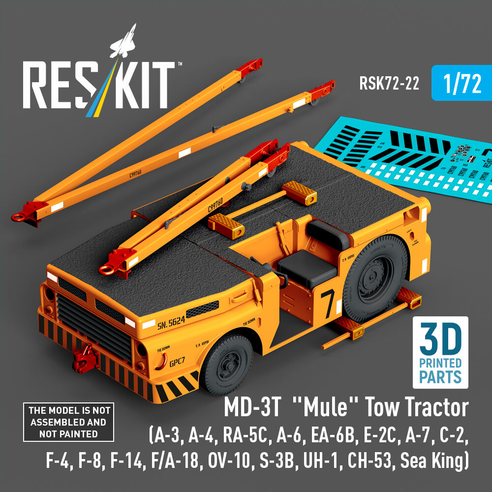 MD-3T Mule Tow Tractor (A-3, A-4, RA-5C, A-6, EA-6B, E-2C, A-7, C-2, F-4, F-8, F-14, F/A-18, OV-10, S-3B, UH-1, CH-53, Sea King) (3D Printed model kit)