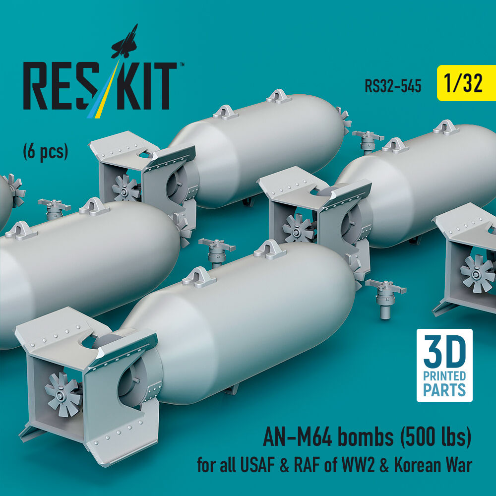 AN-M64 bombs (500 lbs) for all USAF & RAF of WW2 & Korean War (6 pcs) (3D Printed)
