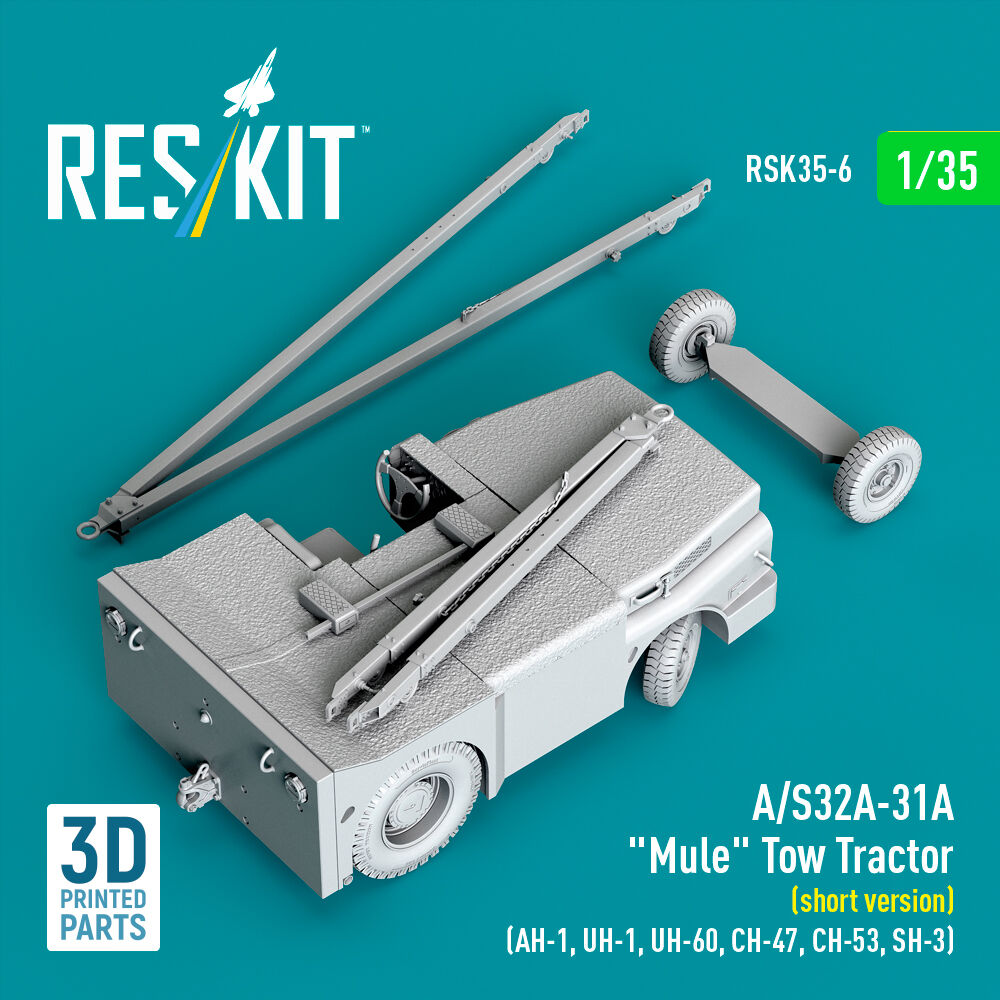 A/S32A-31A Mule Tow Tractor (short version) (AH-1, UH-1, UH-60, CH-47, CH-53, SH-3) (3D Printed model kit)