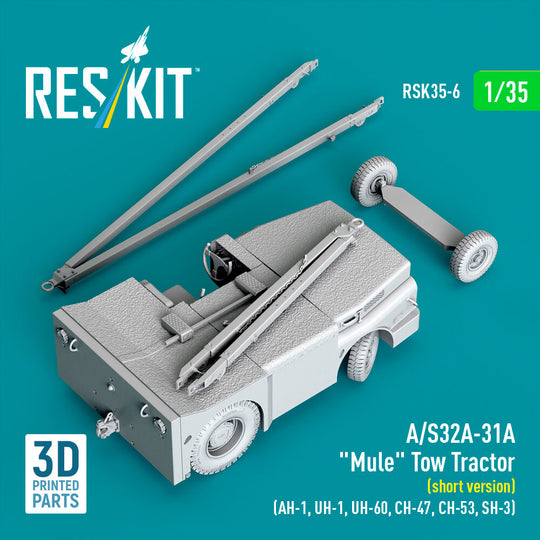A/S32A-31A Mule Tow Tractor (short version) (AH-1, UH-1, UH-60, CH-47, CH-53, SH-3) (3D Printed model kit)