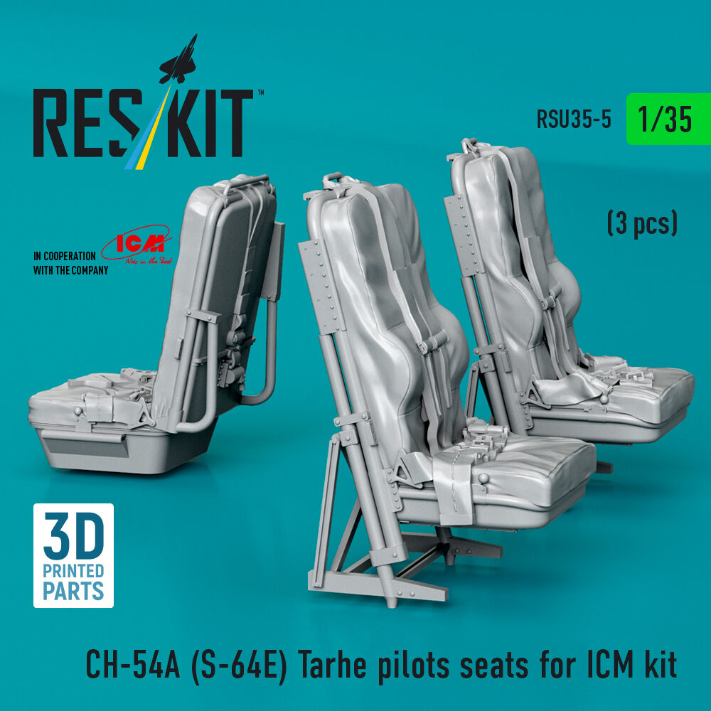 CH-54A (S-64E) Tarhe pilots seats for ICM kit (3 pcs) (3D Printed)