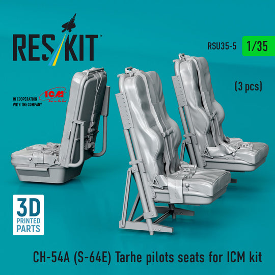 CH-54A (S-64E) Tarhe pilots seats for ICM kit (3 pcs) (3D Printed)
