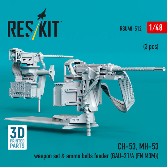 CH-53, MH-53 weapon set & ammo belts feeder (GAU-21/A (FN M3M)) (3 pcs) (3D Printed)