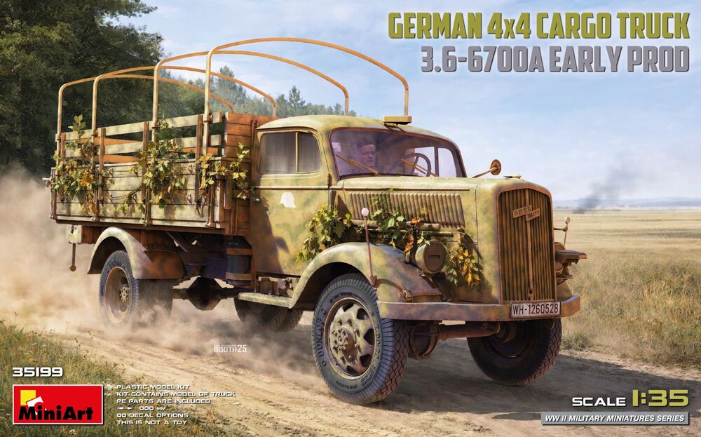 German 3t 4x4 Cargo Truck 3.6-6700A Early Prod