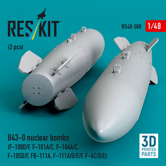 B43-0 nuclear bombs (2 pcs) (F-100D/F, F-101A/C, F-104A/C, F-105D/F, FB-111A, F-111A/D/E/F, F-4C/D/E) (3D Printed)