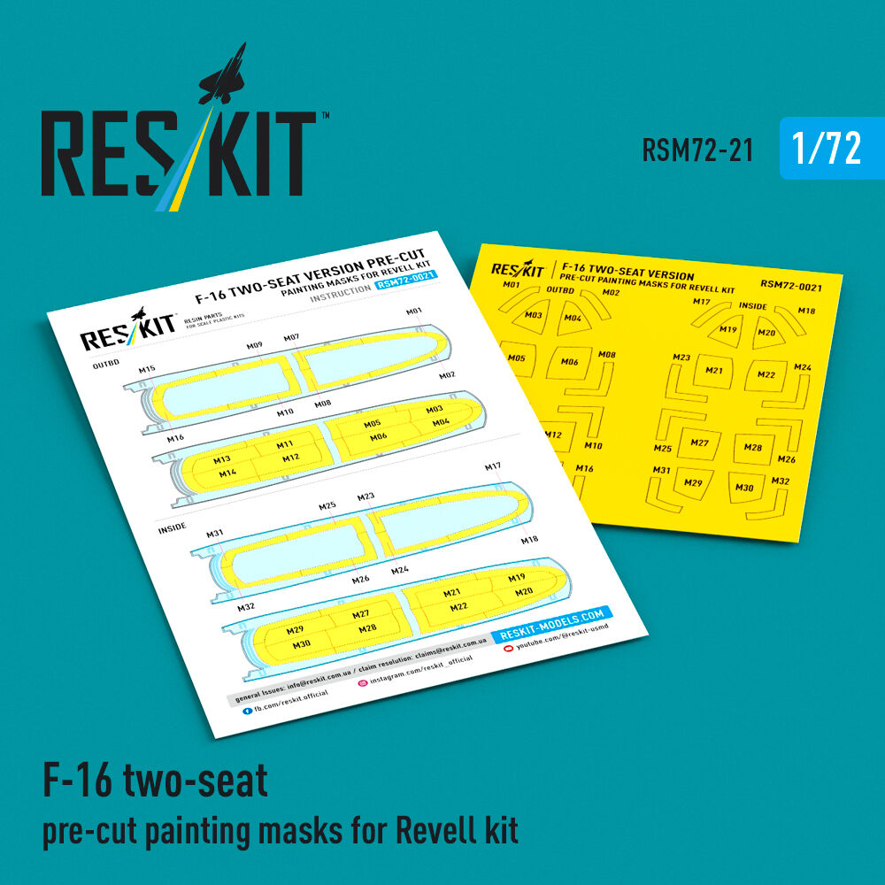 F-16 two-seat pre-cut painting masks for Revell