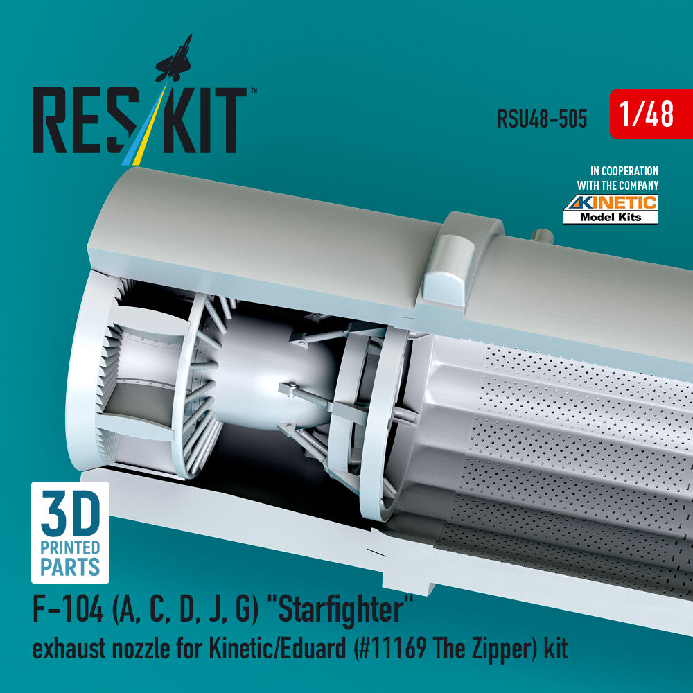 F-104 (A, C, D, J, G) Starfighter exhaust nozzle for Kinetic/Eduard (#11169 The Zipper) kit (3D Printed)