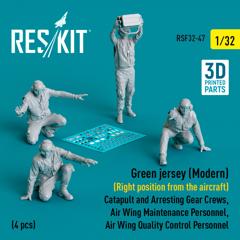 Green jersey (Modern) (Right position from the aircraft) Catapult and Arresting Gear Crews, Air Wing Maintenance Personnel, Air Wing Quality Control Personnel (4 pcs) (3D Printed)