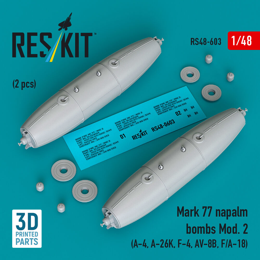 Mark 77 napalm bombs Mod. 2 (2pcs) (A-4, A-26K, F-4, AV-8B, F/A-18) (3D Printed)