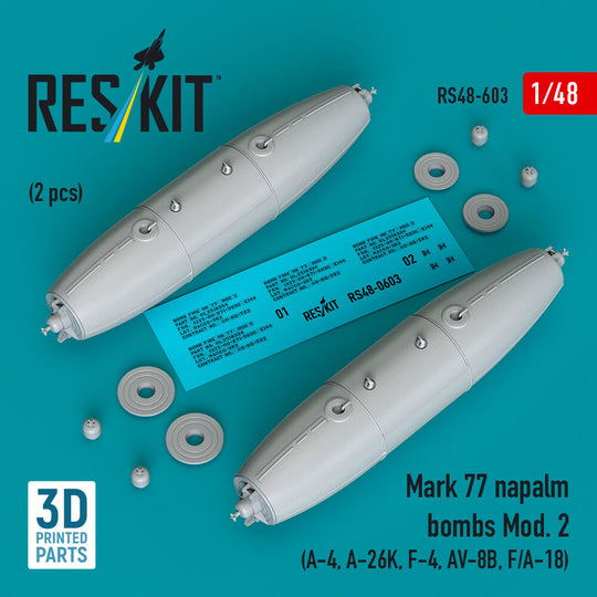 Mark 77 napalm bombs Mod. 2 (2pcs) (A-4, A-26K, F-4, AV-8B, F/A-18) (3D Printed)