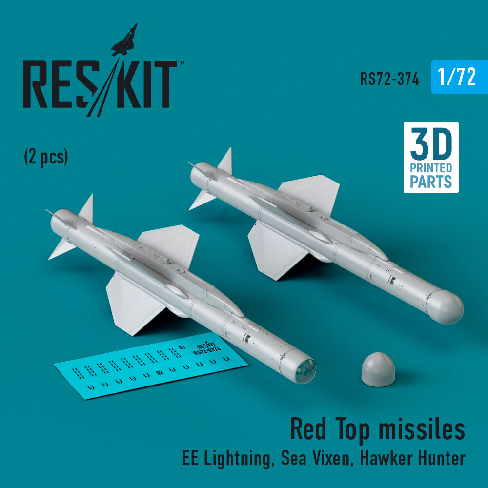 Red Top missiles (2 pcs) (EE Lightning, Sea Vixen, Hawker Hunter) (3D Printed)
