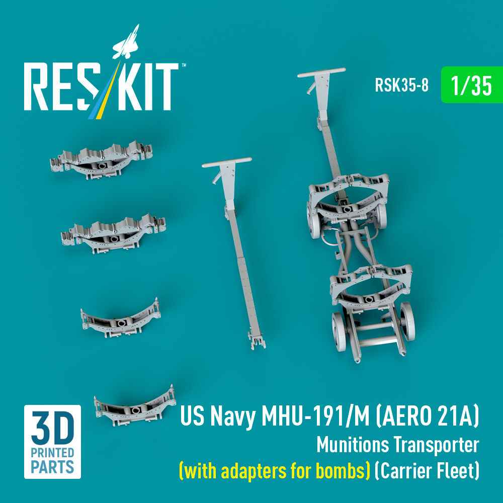 US NAVY MHU-191/M (AERO 21A) Munitions Transporter (with adapters for bombs) (Carrier Fleet) (3D Printed model kit)