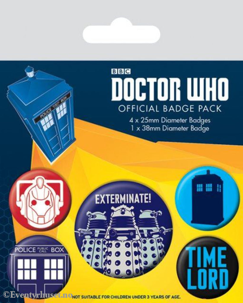 Doctor Who Pin-Back Buttons 5-Pack Exterminate Fashion & Accessories
