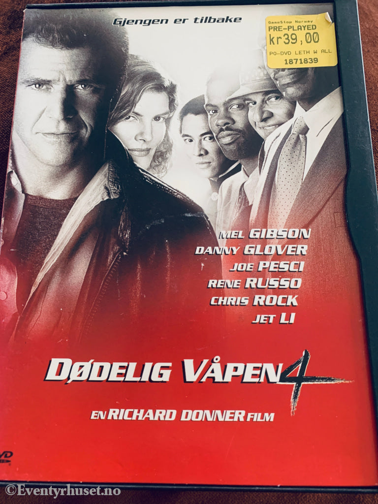 Dødelig Våpen 4. DVD snapcase.