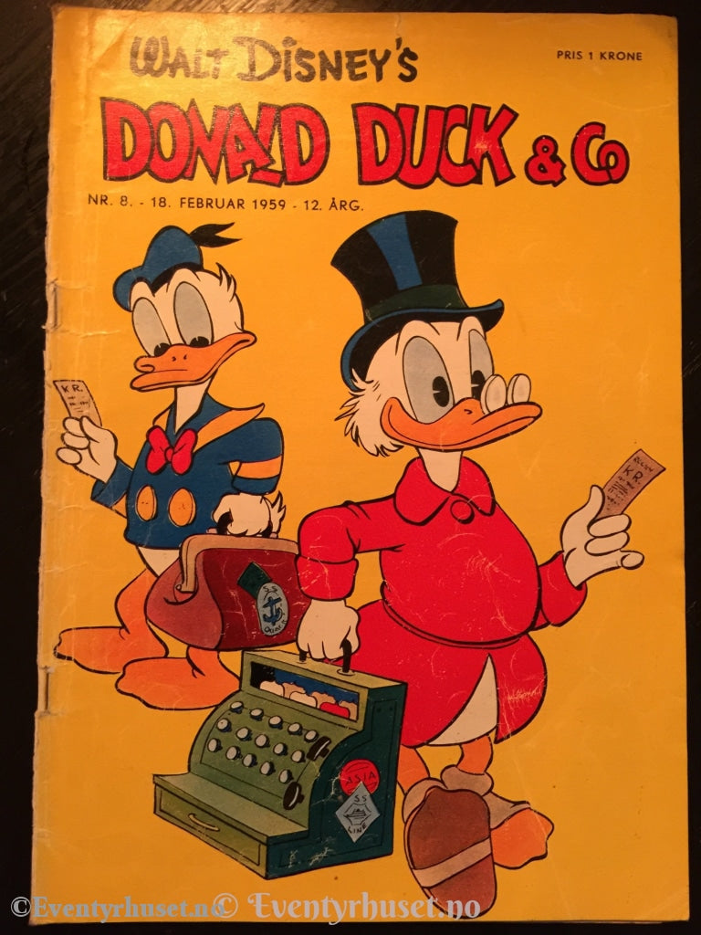 Donald Duck & Co. 1959/08. Gd. Tegneserieblad