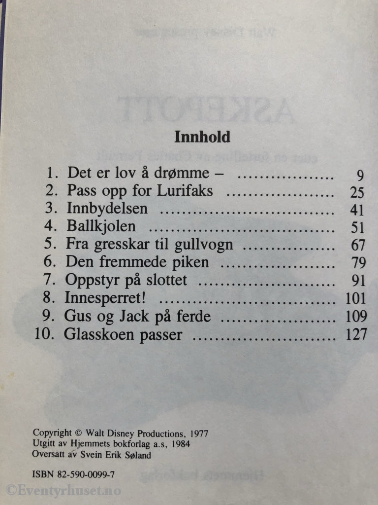 Donald Ducks Bokklubb 7+. 1984. Askepott. Fortelling