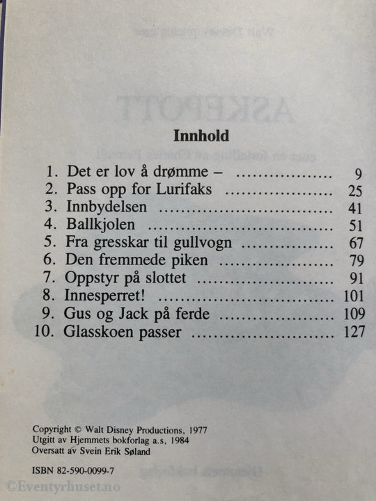 Donald Ducks Bokklubb 7+. 1984. Askepott. Fortelling