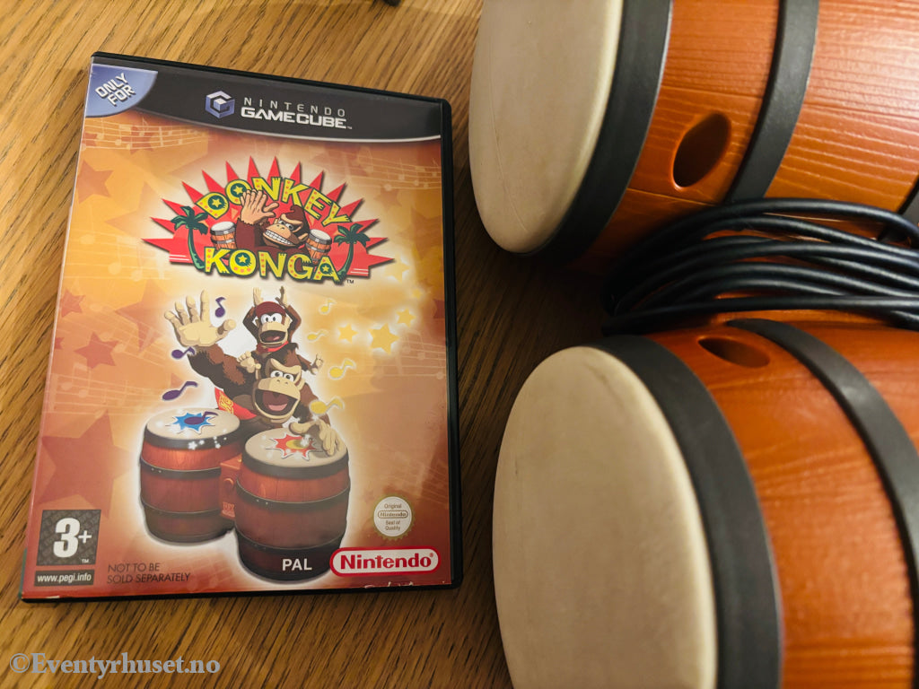 Donkey Konga. Nintendo GameCube. Med trommer (kontroller)! Gamecube