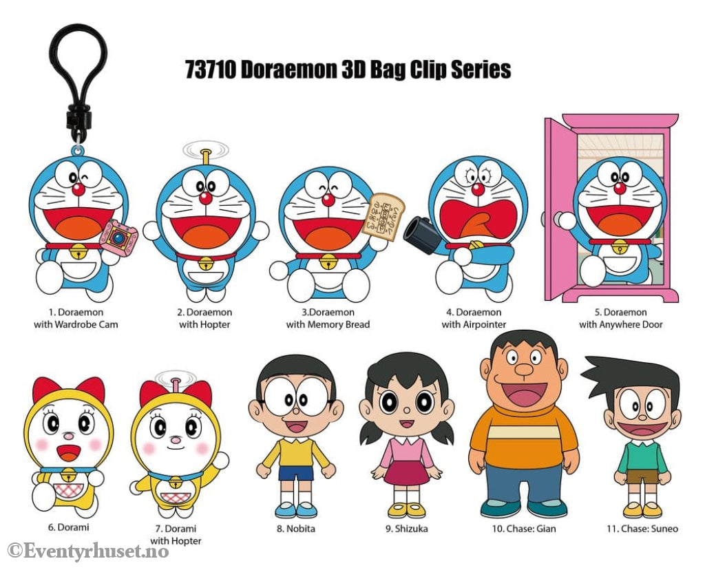 Doraemon 3D Foam Bag Clips Serie 1 Display (24) Fashion & Accessories