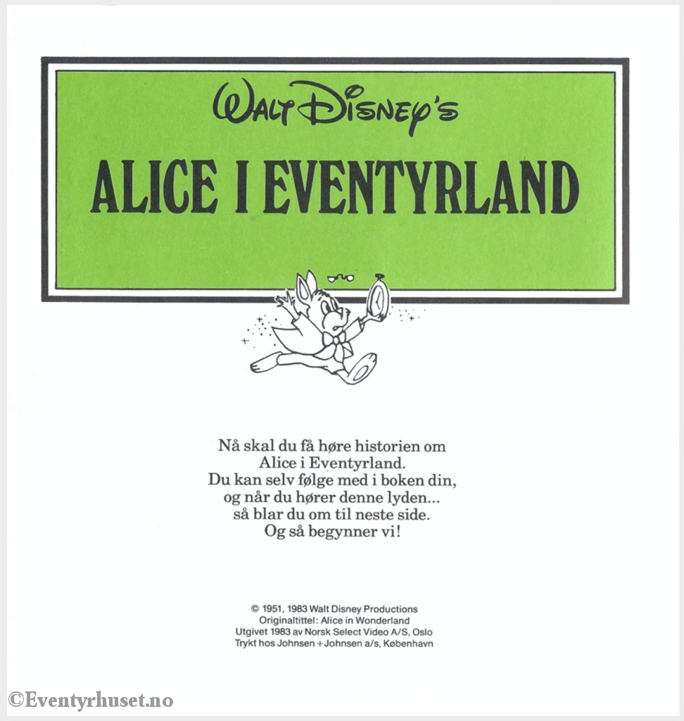 Download: 09 Disney Eventyrbånd - Alice I Eventyrland. Digital Lydfil Og Bok Pdf-Format. Norwegian