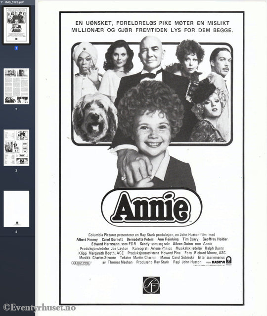 Download: Annie. Unik Brosjyre På 4 Sider Med Norsk Tekst (Vaskeseddel). Digital Fil I Pdf-Format.