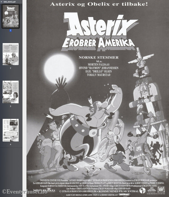 Download: Asterix Erobrer Amerika. Unik Brosjyre På 4 Sider Med Norsk Tekst (Vaskeseddel). Digital