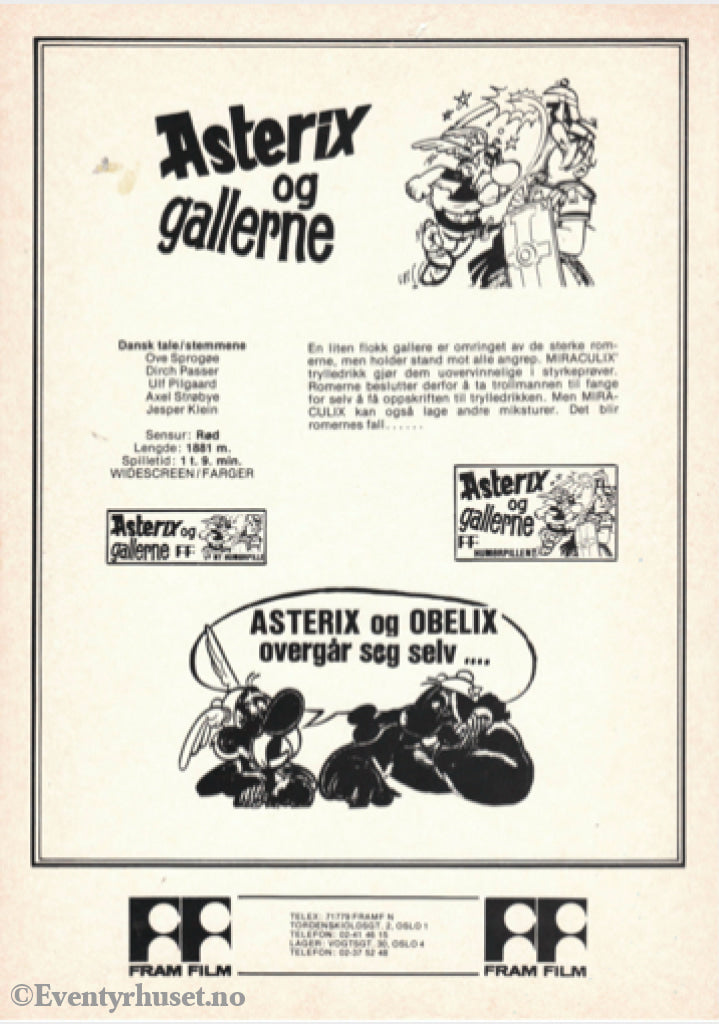 Download: Asterix Og Gallerne. Unik Brosjyre På 1 Side Med Norsk Tekst (Vaskeseddel). Digital Fil I