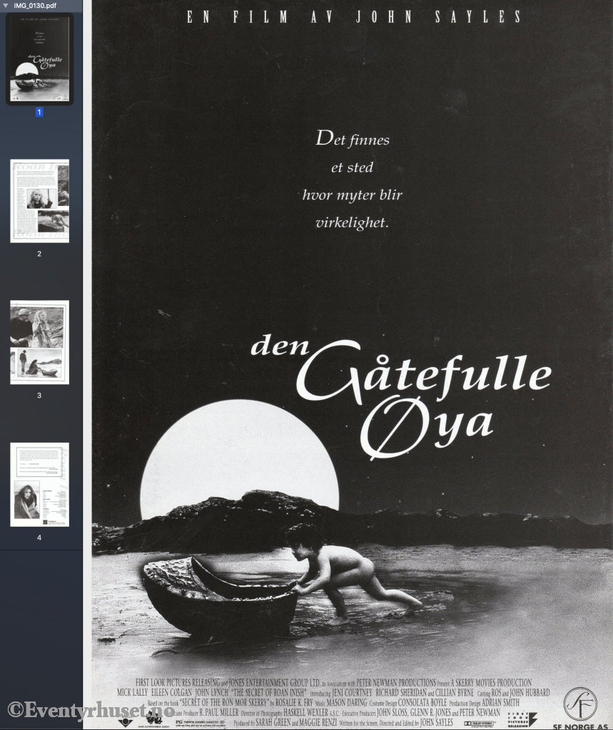 Download: Den Gåtefulle Øya. Unik Brosjyre På 4 Sider Med Norsk Tekst (Vaskeseddel). Digital Fil I
