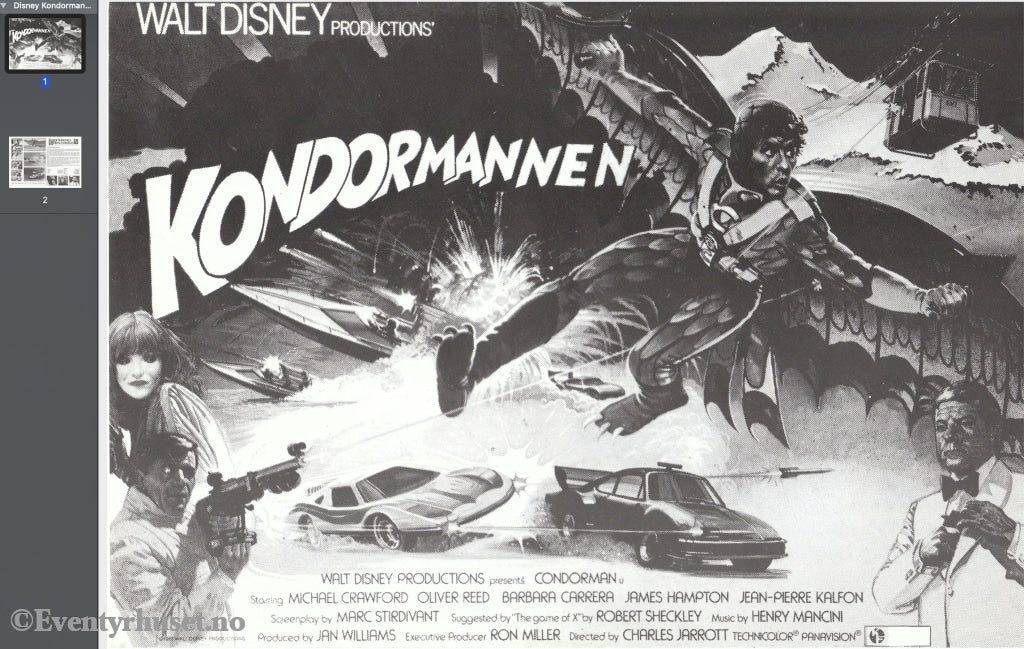 Download: Disney - Kondormannen. Unik Brosjyre På 2 Sider Med Norsk Tekst (Vaskeseddel). Digital Fil