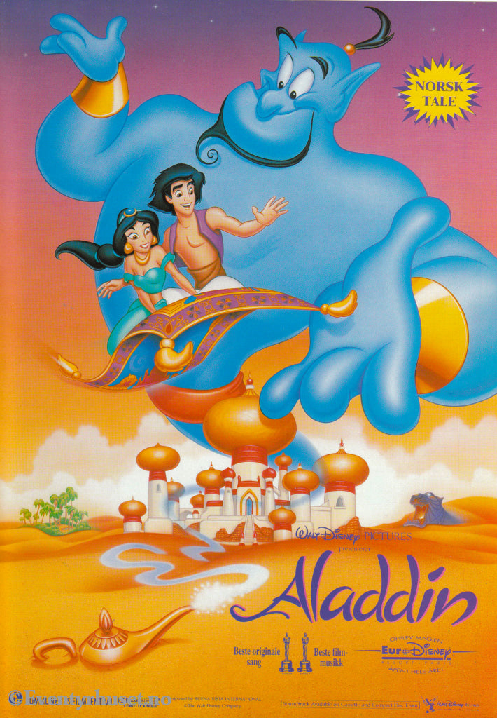 Download: Disney´s Aladdin. Unik Brosjyre På 4 Sider Med Norsk Tekst (Vaskeseddel). Digital Fil I