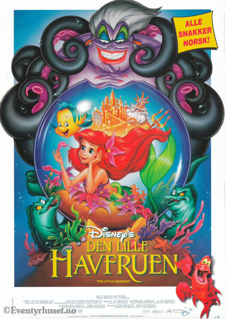 Download: Disney´s Den Lille Havfruen. Unik Brosjyre På 4 Sider Med Norsk Tekst (Vaskeseddel).