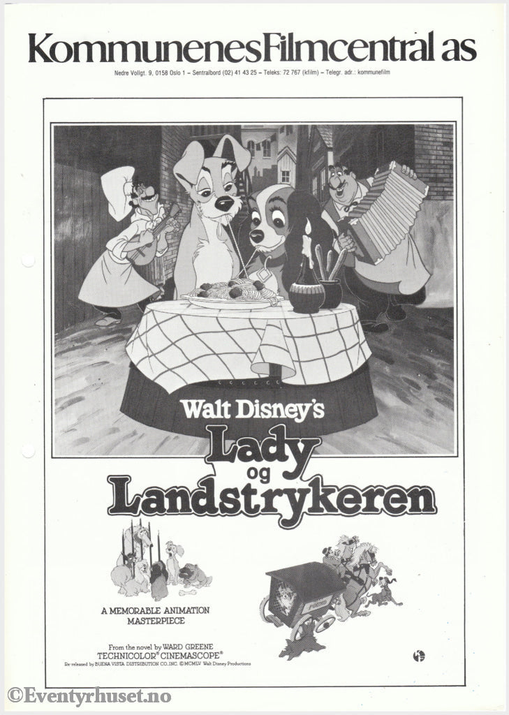 Download: Disney´s Lady Og Landstrykeren. Unik Brosjyre På 2 Sider Med Norsk Tekst (Vaskeseddel).