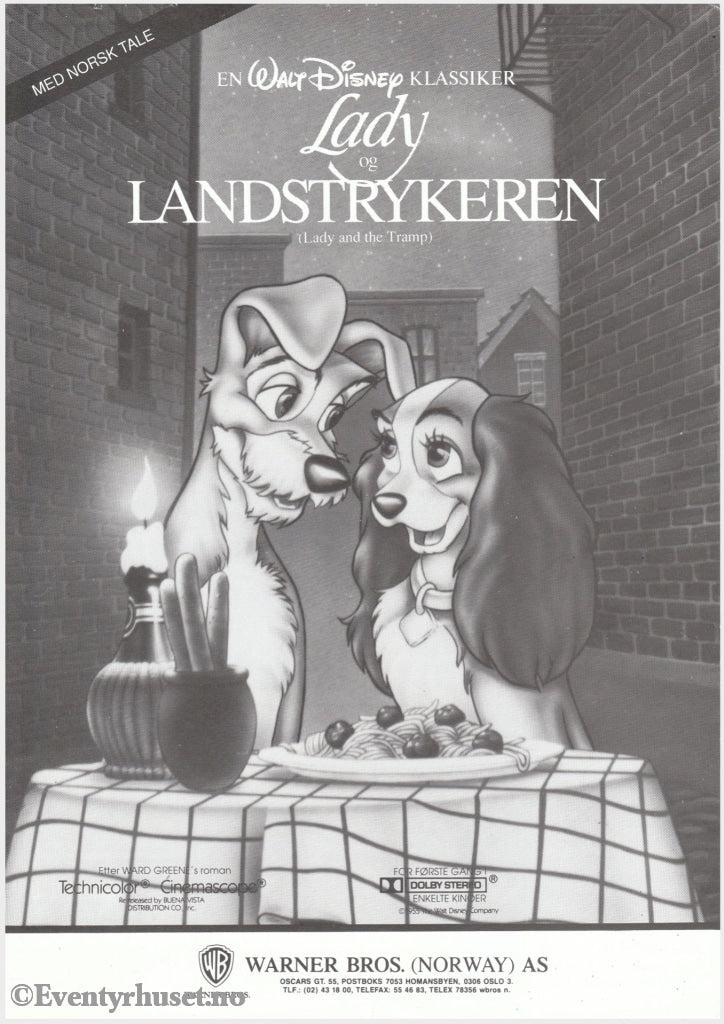 Download: Disney´s Lady Og Landstrykeren. Unik Brosjyre På 2 Sider Med Norsk Tekst (Vaskeseddel).