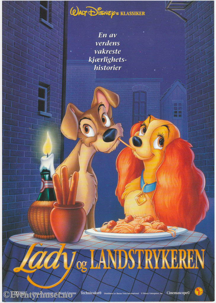 Download: Disney´s Lady Og Landstrykeren. Unik Brosjyre På 4 Sider Med Norsk Tekst (Vaskeseddel).