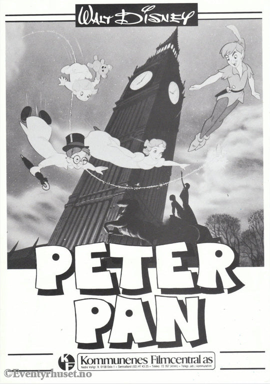 Download: Disney´s Peter Pan. Unik Brosjyre På 2 Sider Med Norsk Tekst (Vaskeseddel). Digital Fil I