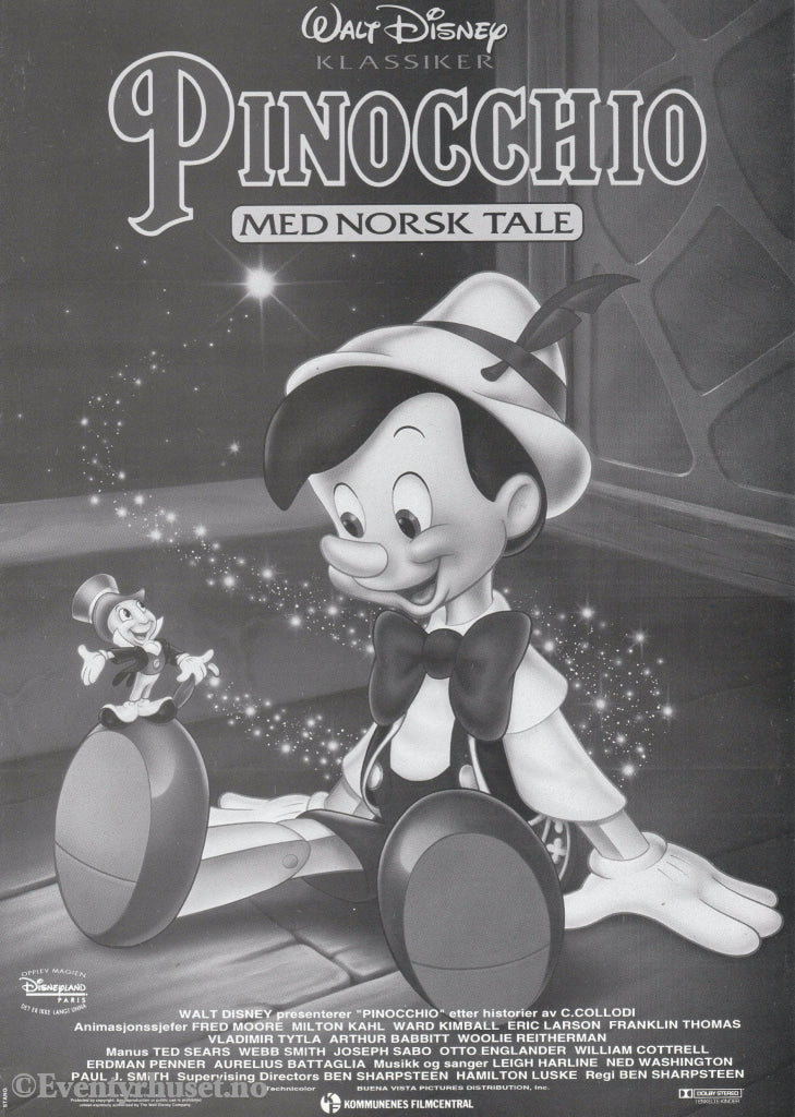 Download: Disney´s Pinocchio. Unik Brosjyre På 4 Sider Med Norsk Tekst (Vaskeseddel). Digital Fil I