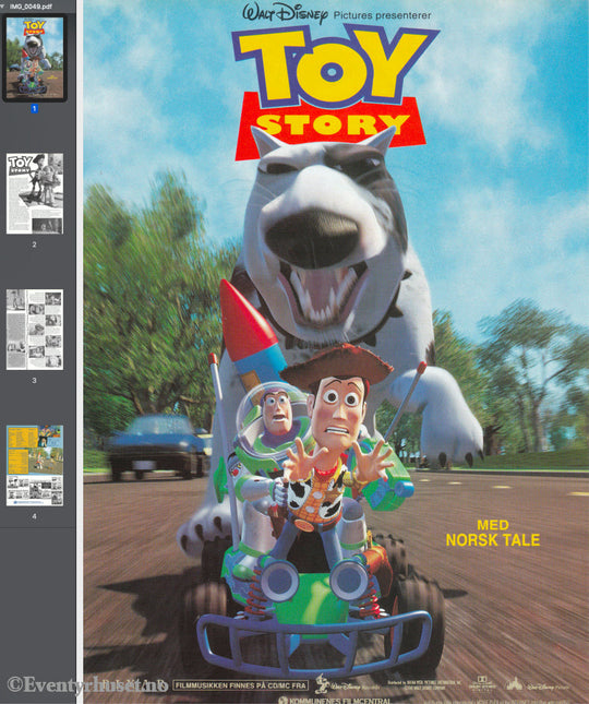 Download: Disney´s Toy Story. Unik Brosjyre På 4 Sider Med Norsk Tekst (Vaskeseddel). Digital Fil I