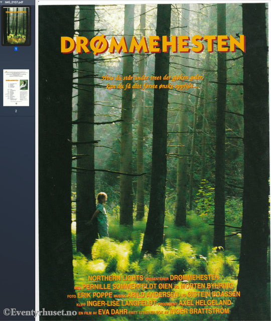 Download: Drømmehesten. Unik Brosjyre På 2 Sider Med Norsk Tekst (Vaskeseddel). Digital Fil I
