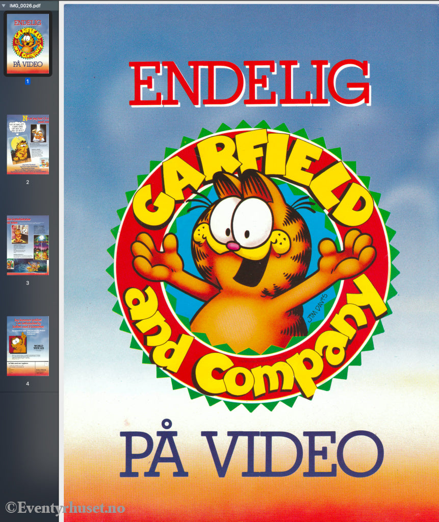 Download: Garfield And Company. Unik Brosjyre På 4 Sider Med Norsk Tekst (Vaskeseddel). Digital Fil