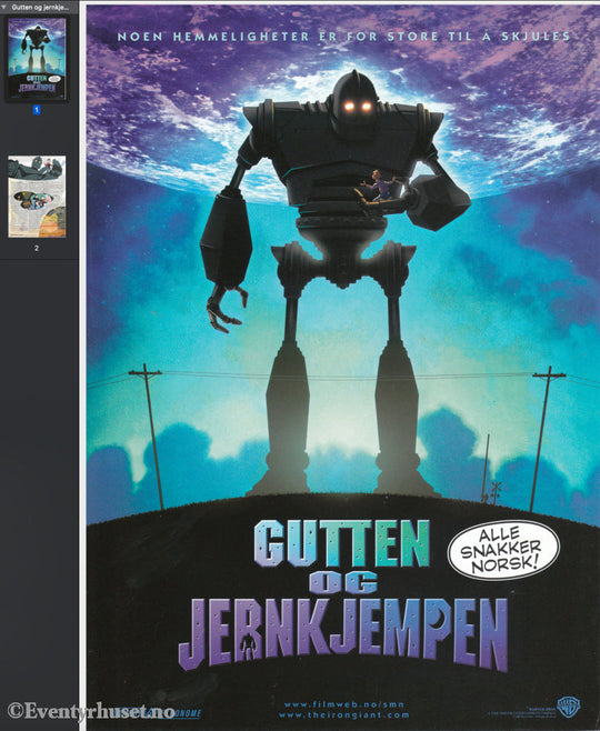 Download: Gutten Og Jernkjempen. Unik Brosjyre På 2 Sider Med Norsk Tekst (Vaskeseddel). Digital Fil