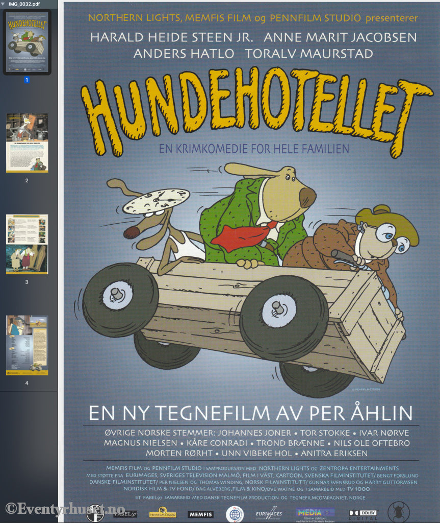 Download: Hundehotellet. Unik Brosjyre På 4 Sider Med Norsk Tekst (Vaskeseddel). Digital Fil I