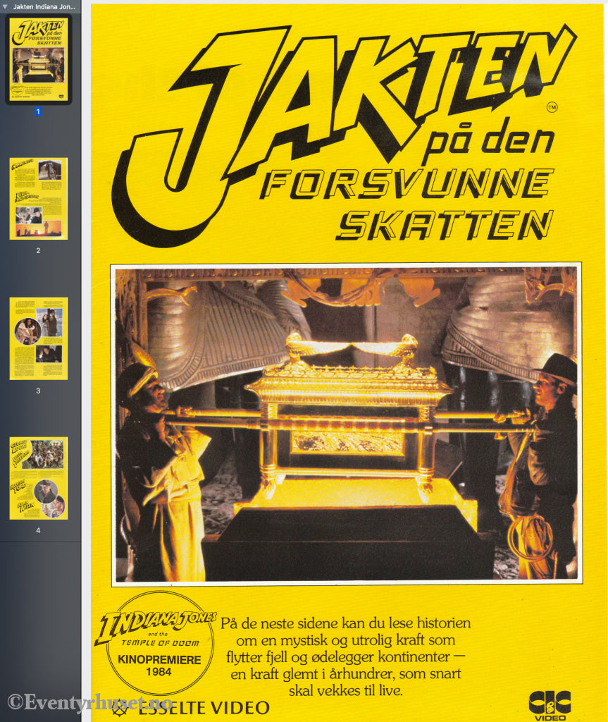 Download: Jakten På Den Forsvunne Skatten (Indiana Jones). Unik Brosjyre 4 Sider Med Norsk Tekst
