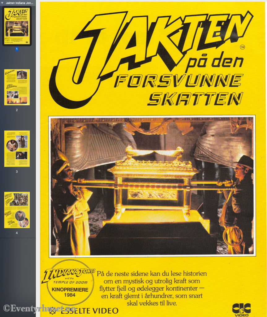 Download: Jakten På Den Forsvunne Skatten (Indiana Jones). Unik Brosjyre 4 Sider Med Norsk Tekst