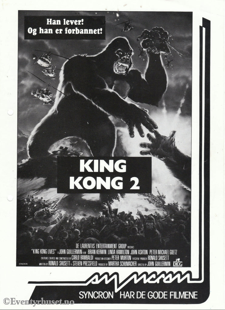 Download: King Kong 2. Unik Brosjyre På 4 Sider Med Norsk Tekst (Vaskeseddel). Digital Fil I