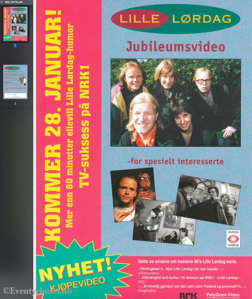 Download: Lille Lørdag. Unik Brosjyre På 2 Sider Med Norsk Tekst (Vaskeseddel). Digital Fil I